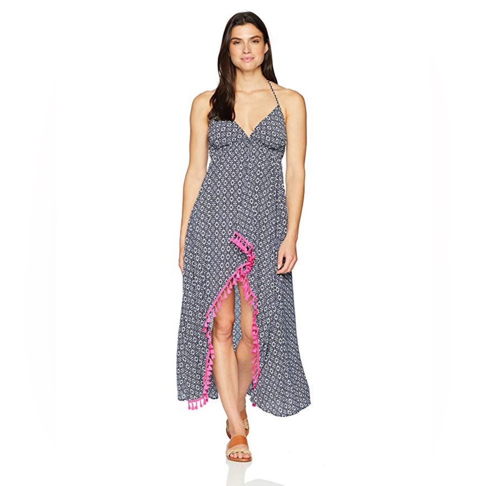 Coastal Blue Women’s Halter Neck with Rope Detail and Tassel Trim Cover Up